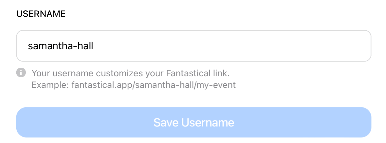 Fantastical link username